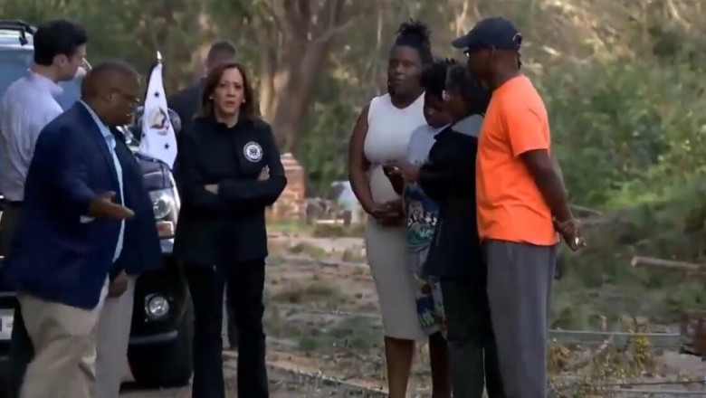 Kamala Harris Makes Sure the Cameras Are in Place to Capture Her Carefully Choreographed Photo Op as She Surveys Hurricane Damage in Georgia (VIDEO)