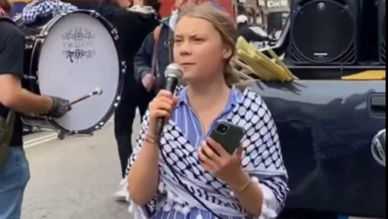 Thunberg leads pro-Palestinian, climate protest in Milan