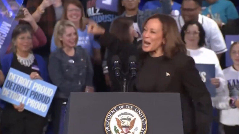 WTH: Kamala Harris Begins Screaming and Flailing Around Stage While Speaking in Detroit – “Is She Drunk?”