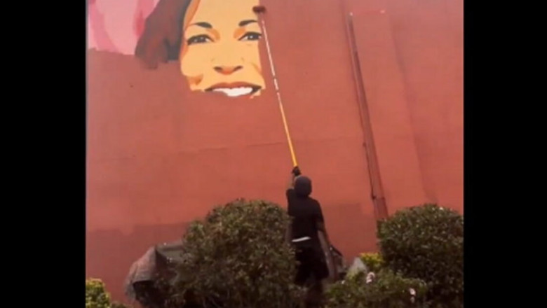 OOF! Mural of Kamala Harris in Atlanta, Georgia Already Being Painted Over (VIDEO)